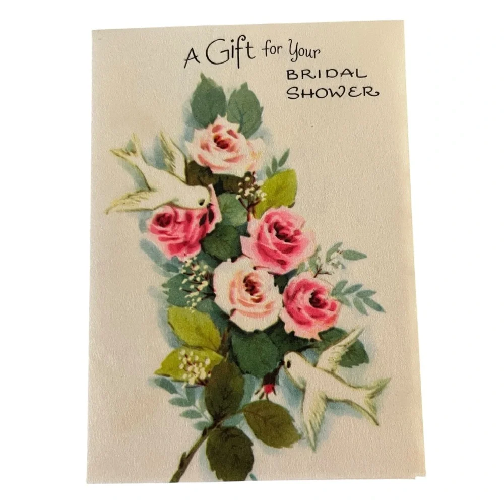Vintage 1940s Unused Greeting Card Gift for Your Bridal Shower Floral Colorful